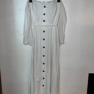 Showpo White Linen Casual Bridal Bride Off Shoulder